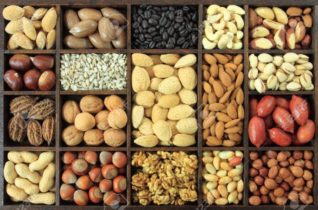 11297723-Varieties-of-nuts-and-other-seeds-peanuts-hazelnuts-chestnuts-walnuts-cashews-pistachio-almonds-coff-Stock-Photo
