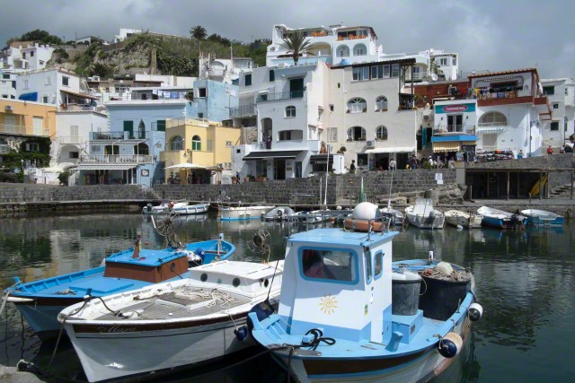 26 Apr 2015, Sant'Angelo, Italy --- Fishing boats at Borgo Sant' Angelo, Ischia, Campania, Italy, Europe --- Image by © Oliviero Olivieri/robertharding/Corbis