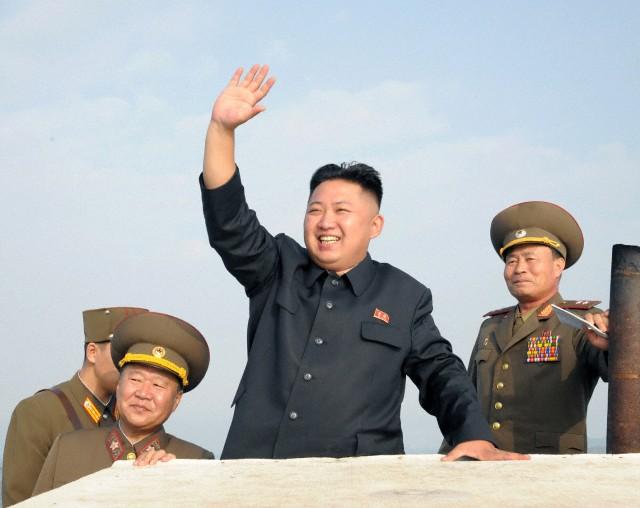 19 Aug 2012, Pyongyang, North Korea --- (120819) -- PYONGYANG, Aug. 19, 2012 (Xinhua) -- Kim Jong Un (C), top leader of the Democratic People's Republic of Korea (DPRK), inspects the unit of the Korean People's Army (KPA) on the DRPK's border Mu Islet on the southwest front in this photo released by DPRK's official news agency KCNA on Aug. 19, 2012. Kim Jong Un inspected a front-line artillery unit days before Seoul and Washington are to launch their annual joint exercises, state media reported on Saturday. (Xinhua/KCNA) (msq) --- Image by © KCNA/Xinhua Press/Corbis