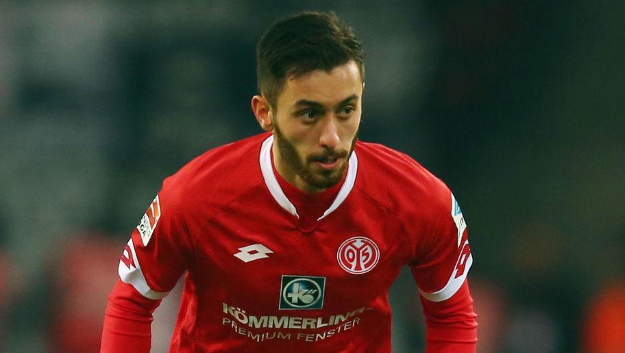 during the Bundesliga match between 1. FSV Mainz 05 and Eintracht Frankfurt at Coface Arena on November 28, 2015 in Mainz, Germany.