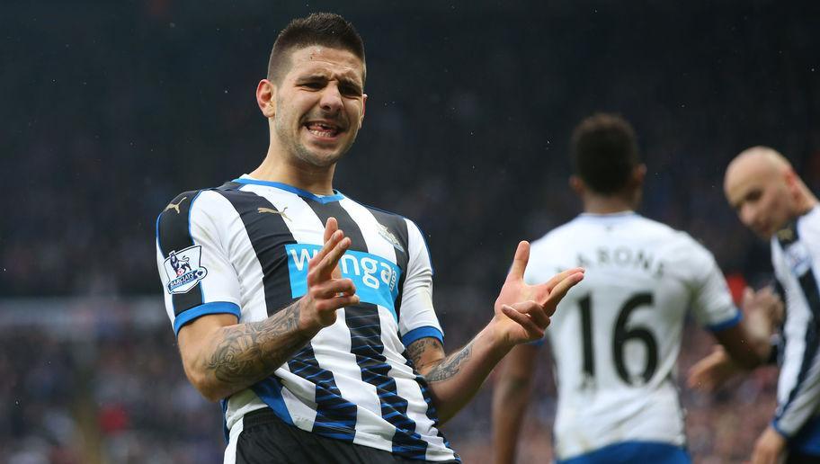 NEWCASTLE, ENGLAND - FEBRUARY 06:  Aleksandar Mitrovic of Newcastle United celebrates scoring during the Barclays Premier League match between Newcastle United and West Bromwich Albion at St James Park on February 6, 2016 in Newcastle, England. (Photo by Ian MacNicol/Getty images)