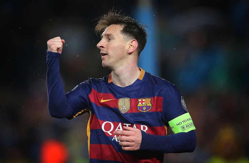 BARCELONA, SPAIN - MARCH 16: Lionel Messi of Barcelona celebrates after scoring during the UEFA Champions League Round of 16 Second Leg match between FC Barcelona and Arsenal FC at Camp Nou on March 16, 2016 in Barcelona,Spain. (Photo by Ian MacNicol/Getty Images)