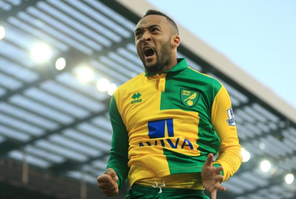 NORWICH, ENGLAND - MAY 11: Nathan Redmond of Norwich City celebrates scoring his team's opening goal during the Barclays Premier League match between Norwich City and Watford at Carrow Road on May 11, 2016 in Norwich, England. (Photo by Stephen Pond/Getty Images)