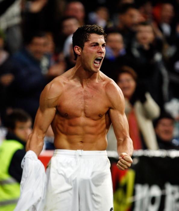 MADRID, SPAIN - DECEMBER 05: Cristiano Ronaldo of Real Madrid celebrates during the La Liga match between Real Madrid and UD Almeria at Estadio Santiago Bernabeu on December 5, 2009 in Madrid, Spain. (Photo by Elisa Estrada/Real Madrid via Getty Images