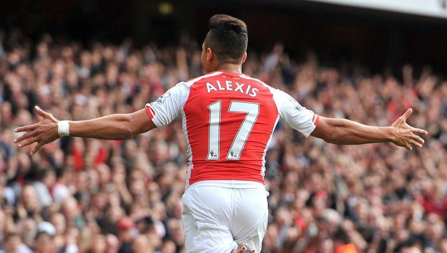 Arsenal's Chilean striker Alexis Sanchez celebrates scoring the opening goal during the English Premier League football match between Arsenal and Hull City at the Emirates Stadium in London on October 18, 2014. AFP PHOTO/GLYN KIRK RESTRICTED TO EDITORIAL USE. NO USE WITH UNAUTHORIZED AUDIO, VIDEO, DATA, FIXTURE LISTS, CLUB/LEAGUE LOGOS OR LIVE SERVICES. ONLINE IN-MATCH USE LIMITED TO 45 IMAGES, NO VIDEO EMULATION. NO USE IN BETTING, GAMES OR SINGLE CLUB/LEAGUE/PLAYER PUBLICATIONS.        (Photo credit should read GLYN KIRK/AFP/Getty Images)